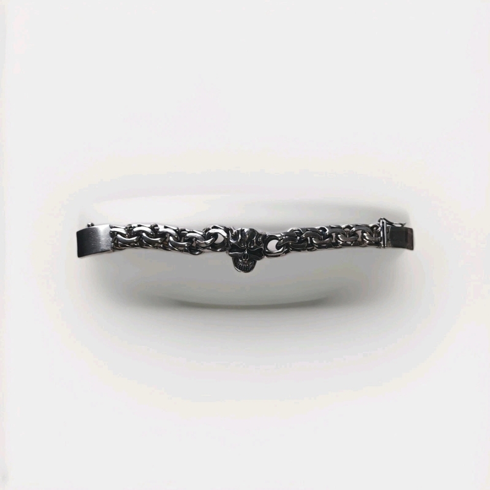 Sterling Silver Skull Link Bracelet - 155g